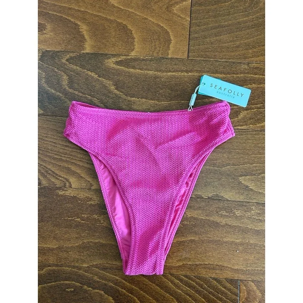 Seafolly Women's Pink Sea Dive High Waisted Bottom Swimwear AUS 10 /‎ US 6 NEW